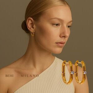 BEHI MILANO EVA Earrings   PVD Real 18k Gold Plated Stainless Steel